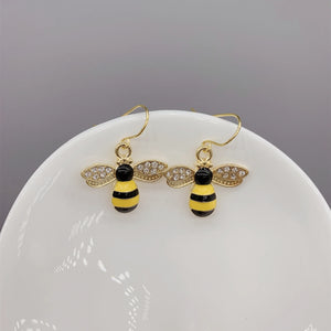 Enamel Flower Earring 925 Sterling Silver 14K Filled Dangle Bee Earring
