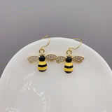 Enamel Flower Earring 925 Sterling Silver 14K Filled Dangle Bee Earring