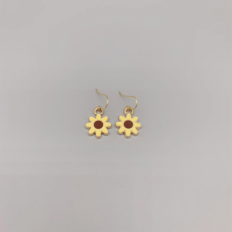 Enamel Flower Earring 925 Sterling Silver 14K Filled Dangle Bee Earring