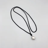 Baroque Pearl Pendant Necklace Classic Jewelry Braided Silk Cord