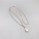 Baroque Pearl Pendant Necklace Classic Jewelry Braided Silk Cord