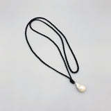 Baroque Pearl Pendant Necklace Classic Jewelry Braided Silk Cord