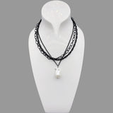 Baroque Pearl Pendant Necklace Layers Link Chains Choker Necklace