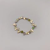 Gray Champagne Green Keshi Pearl Bracelet Austrian Crystals Daily Jewelry