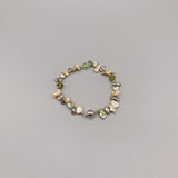 Gray Champagne Green Keshi Pearl Bracelet Austrian Crystals Daily Jewelry