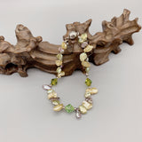 Gray Champagne Green Keshi Pearl Bracelet Austrian Crystals Daily Jewelry