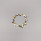 Gray Champagne Green Keshi Pearl Bracelet Austrian Crystals Daily Jewelry