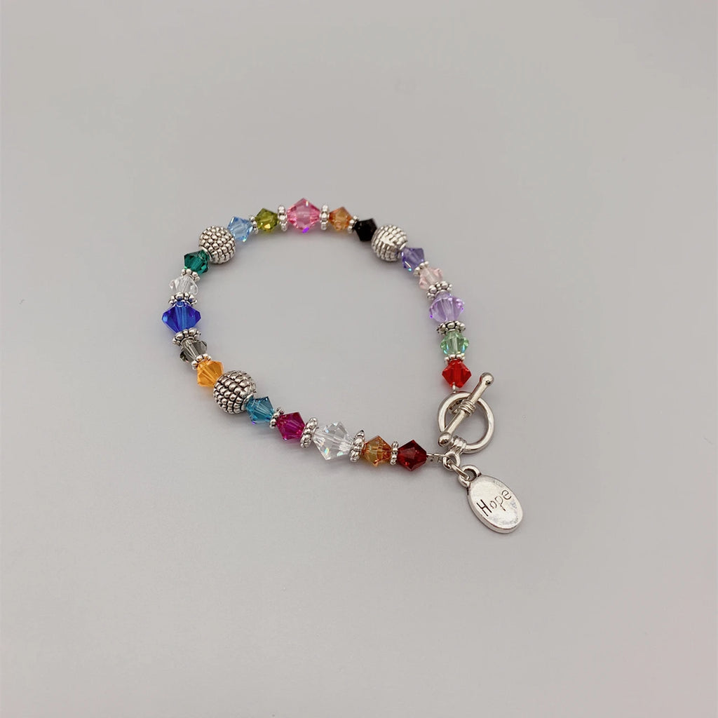 Multicolor Austrian Crystals Bracelet Awareness Jewelry Gift