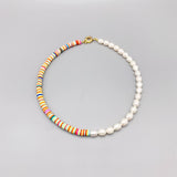 Freshwater Baroque Rice Pearl Necklace Multicolor Clay 7-8mm Stylish Choker