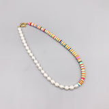 Freshwater Baroque Rice Pearl Necklace Multicolor Clay 7-8mm Stylish Choker