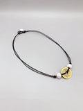 Chinese Coin Necklace Freshwater Pearls Leather Choker