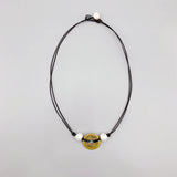 Chinese Coin Necklace Freshwater Pearls Leather Choker