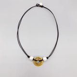 Chinese Coin Necklace Freshwater Pearls Leather Choker