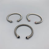 Silver Cable Stone Bracelet Pink CZ Rhinestones 6MM Cuff Bangle