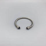 Silver Cable Stone Bracelet Pink CZ Rhinestones 6MM Cuff Bangle
