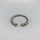 CZ Silver Cable Stone Bracelet 18K Plated Bangle