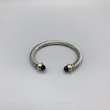 CZ Silver Cable Stone Bracelet 18K Plated Bangle