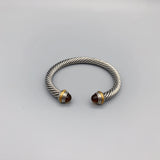 CZ Silver Cable Stone Bracelet 18K Plated Bangle