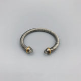 CZ Silver Cable Stone Bracelet 18K Plated Bangle