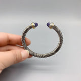 CZ Silver Cable Stone Bracelet 18K Plated Bangle