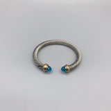 CZ Silver Cable Stone Bracelet 18K Plated Bangle