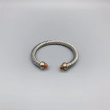 Silver Cable Stone Bracelet With CZ Casual Cuff Bangle