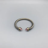 Silver Cable Stone Bracelet With CZ Casual Cuff Bangle