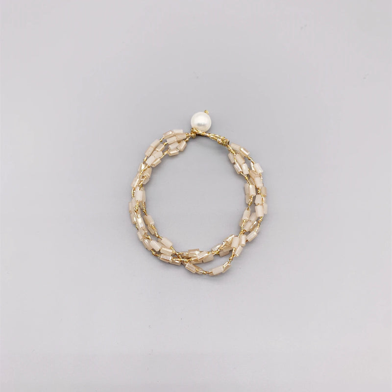 Pearl and Crystal Bracelet with 10-11mm Freshwater Pearls