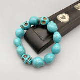 Turquoise Bracelet Women Girls Elastic Skull Bracelet