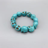 Turquoise Bracelet Women Girls Elastic Skull Bracelet