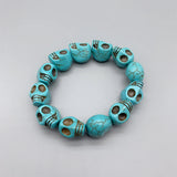 Turquoise Bracelet Women Girls Elastic Skull Bracelet