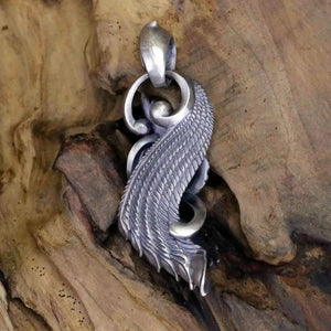 FoYuan Silver Retro Phoenix Pendant Feather Jewelry