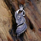FoYuan Silver Retro Phoenix Pendant Feather Jewelry