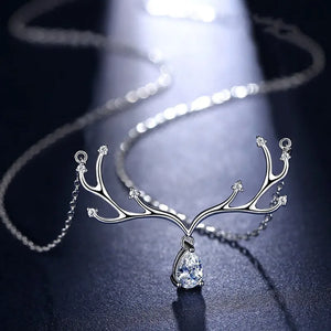 FoYuan Silver Elk Necklace Minimalist Christmas Pendant Jewelry