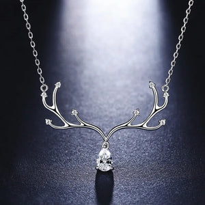 FoYuan Silver Elk Necklace Minimalist Christmas Pendant Jewelry