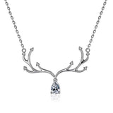 FoYuan Silver Elk Necklace Minimalist Christmas Pendant Jewelry