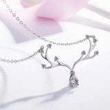 FoYuan Silver Elk Necklace Minimalist Christmas Pendant Jewelry