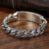 FoYuan Thai Silver Dragon Head Bracelet Hip-Hop Punk Jewelry