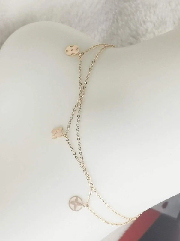 Four Leaf Clover Women Stainless Steel Anklet Bracelet
