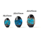 Foil Lampwork Oval Beads for Jewelry Making 16x11mm 20x14mm 22x15mm