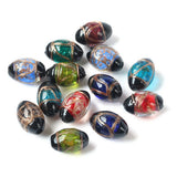 Foil Lampwork Oval Beads for Jewelry Making 16x11mm 20x14mm 22x15mm