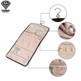 Foldable Jewelry Bag Hook Roll Organizer Holder Earring Necklace Pouch Display