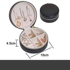 Foldable Leather Jewelry Storage Round Bags Earrings Necklace Display Stand