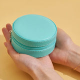 Foldable Leather Jewelry Storage Round Bags Earrings Necklace Display Stand