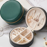 Foldable Leather Jewelry Storage Round Bags Earrings Necklace Display Stand