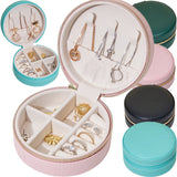 Foldable Leather Jewelry Storage Round Bags Earrings Necklace Display Stand