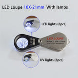Foldable Portable Jewelry Magnifying LED Eye Loupe 10X-21MM