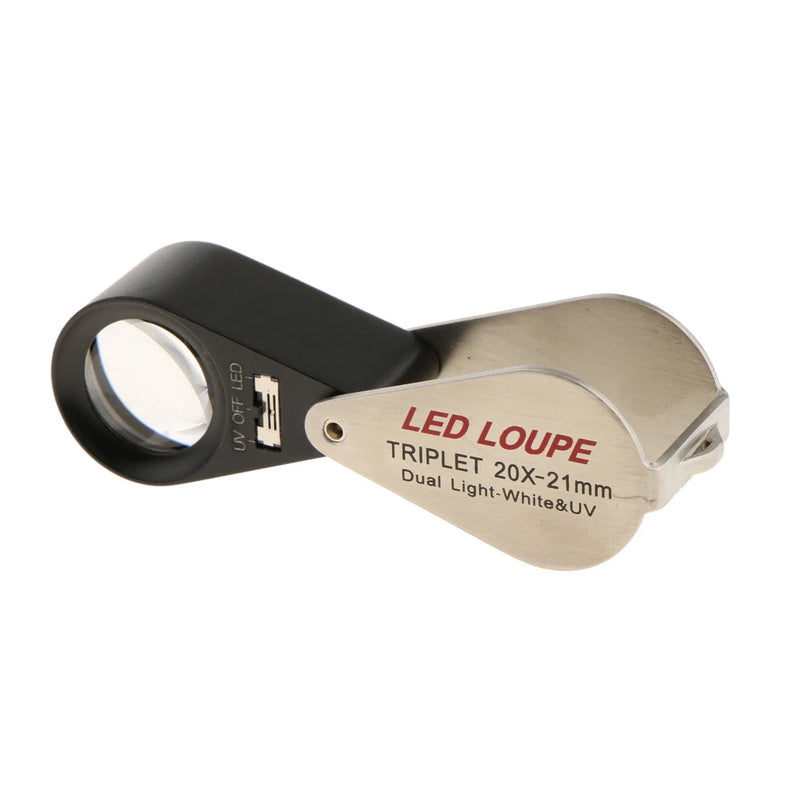 Glass Magnifier Eye Loupe with LED Light 10X 20X 30X