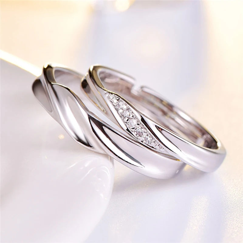 Love Promise Rings For Couples, Set of 2 Stainless Steel Wedding Rings