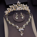 Foliage Crown Bridal Jewelry Sets Tiaras With Earrings Necklaces Set